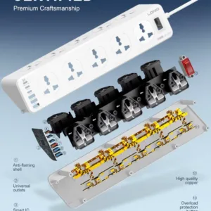 Ldnio SC10610C 10 AC Outlets Universal Power Strip (3USB-C & 3USB-A) (New Edition)