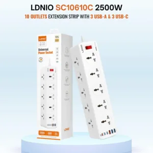 Ldnio SC10610C 10 AC Outlets Universal Power Strip (3USB-C & 3USB-A) (New Edition)