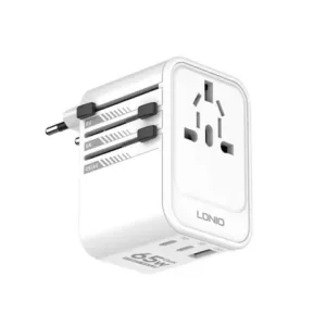 Ldnio Z6 3 USB Ports 65W GaN Universal All-In-One Travel Adapter
