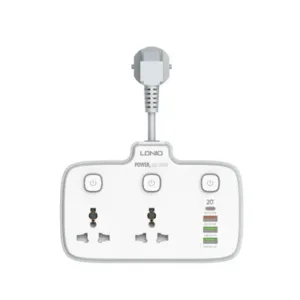 LDNIO SC2413 2500w Power Extension with 2 Power Sockets 2 2.4A USB-A Ports 1 QC3.0 18w USB-A Port 1 PD 20w Type C Port