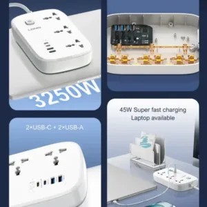 LDNIO SC6 Power Strip GAN 45W USB-C Port EU PLUG