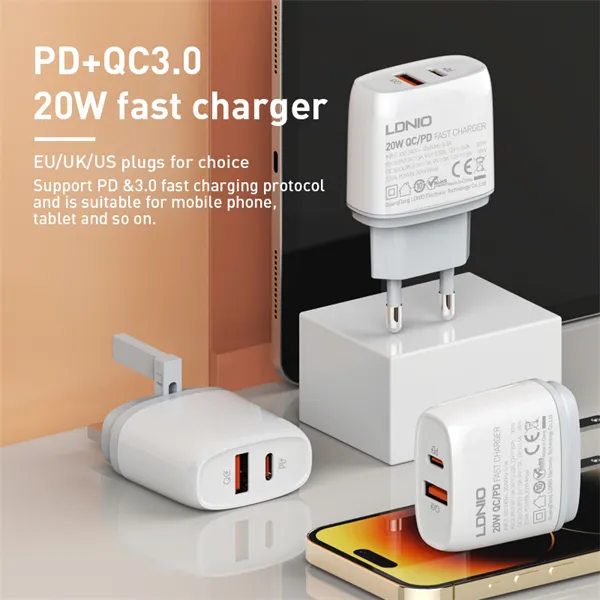 Ldnio Q229 20W PD+QC3.0 Fast Charger With Cable (1) Ldnio Q229 20W PD+QC3.0 Fast Charger With Cable