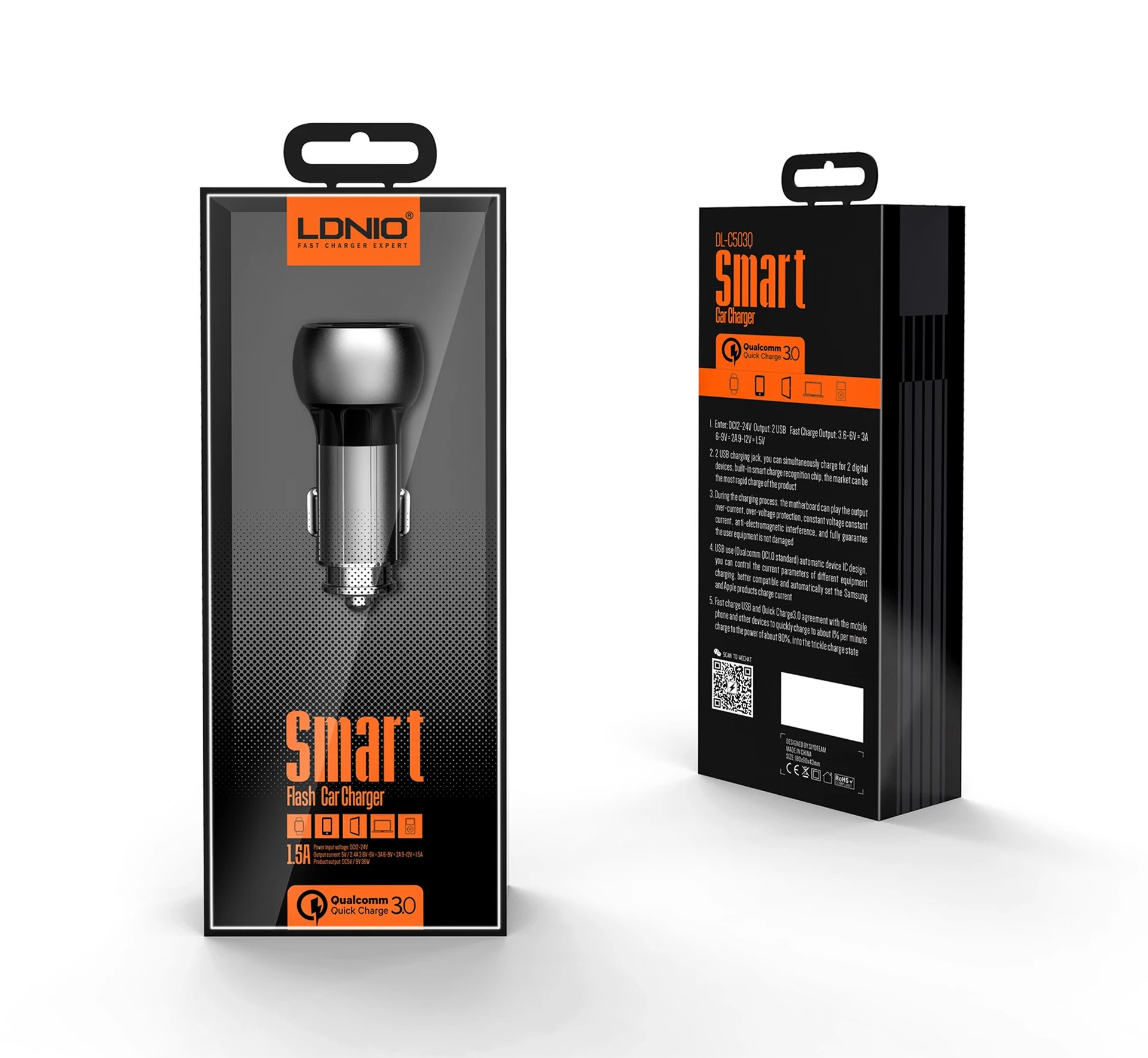 LDNIO C503Q Dual Port QC3.0 Car Charger 2 USB Fast Charging In Car Charger